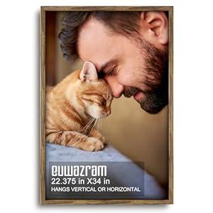 euwazram Rustic Walnut 22.375x34 Frame - Single Frame, 22.375 x 34 Poster Frame for Artwork, Puzzles, Photos and Movie Posters Picture Frames