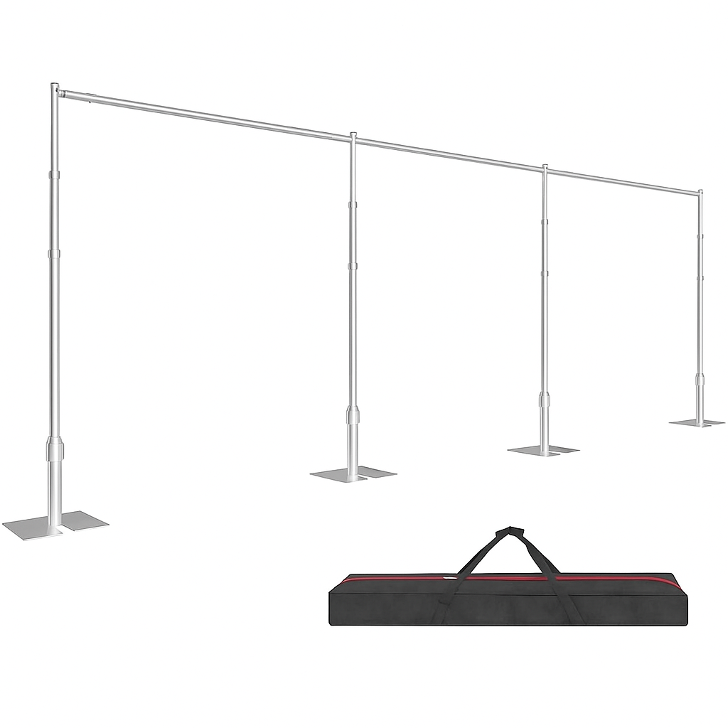 EMART Backdrop Stand Heavy Duty 8.9ftx30ft, Adjustable Pipe and Drape Photo Background Support Kit, Metal Frame with Flat Base for Wedding Birthday Party Banquet Decorations-Black