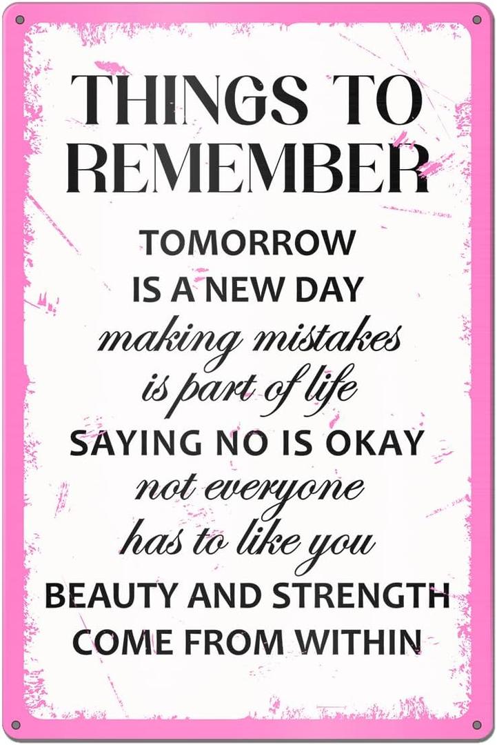 Inspirational Wall Art Decor Pink Positive Quotes Metal Tin Sign for Home Office Preppy Room Bedroom Wall Decor, 8x12 Inches