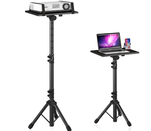 Projector Stand Tripod Adjustable, Laptop Height from 23.5 to 46.5 inches with Gooseneck Phone Holder, Floor for Office, Home, Stage, Studio, DJ Racks Holder Mount, 23.5inch46.5inch