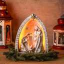 WILLBOND Nativity Sets for Christmas Indoor Holy Family Manger Scene Small Nativity Set with LED Lights Resin Figurine Tealight Candle Holder Tabletop Decor Gift for Holiday (6.7 x 5.5 x 3.9 Inch)