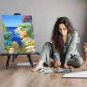 Art Easel for Painting and Display  Adjustable Floor 66 Inch Folding Aluminum Easel Stand for Sign - Table Top Canvas Stand - Portable Drawing Paint Heavy Duty for Artists Adults Holder or Teen