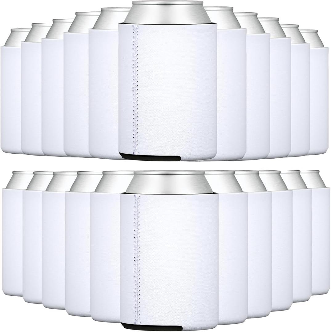 TahoeBay Neoprene Can Coolers (25-Pack) Standard 12 Ounce Cans Blank Beer Sleeves (White)