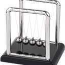 Newtons Cradle Balance Balls,Pendulum Balls with Black Base,Newtons Cradle Pendulum,Desk Decor for Men,Physics Toys,Metal Creative Ornament Crafts,Mind Bending Desk Sculpture (Black 5 Balls)