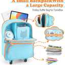2-in-1 Rolling Backpack for Toniebox 1 & 2, Blue Travel Carrying Case for Boys with Wheels Organizer Storage Bag, Holds for Toniebox, 30+ Tonies Characters, Headphones & Charger