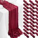30Pack Burgundy Table Runners 10FT Cheesecloth Table Runner 35x120inch Cheese Cloth Table Runner Rustic Boho Gauze Table Runners for Party Wedding Birthday Dining Bridal Baby Shower Decor