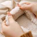 Plush Cute Bow Slippers for Women  Furry Comfy Indoor Outdoor Non-Slip House Slippers (White)