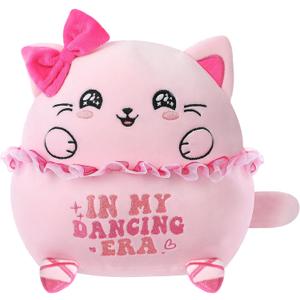 Cat Plush Ballet Dancer Gift - Pink Cat Stuffed Animal Soft Dance Toy Ballerina Doll Girl Birthday Gift with Strap Ballet Shoes Idea Dance-theme In My Dance Era for Girl Ballerina Children 10 Inch