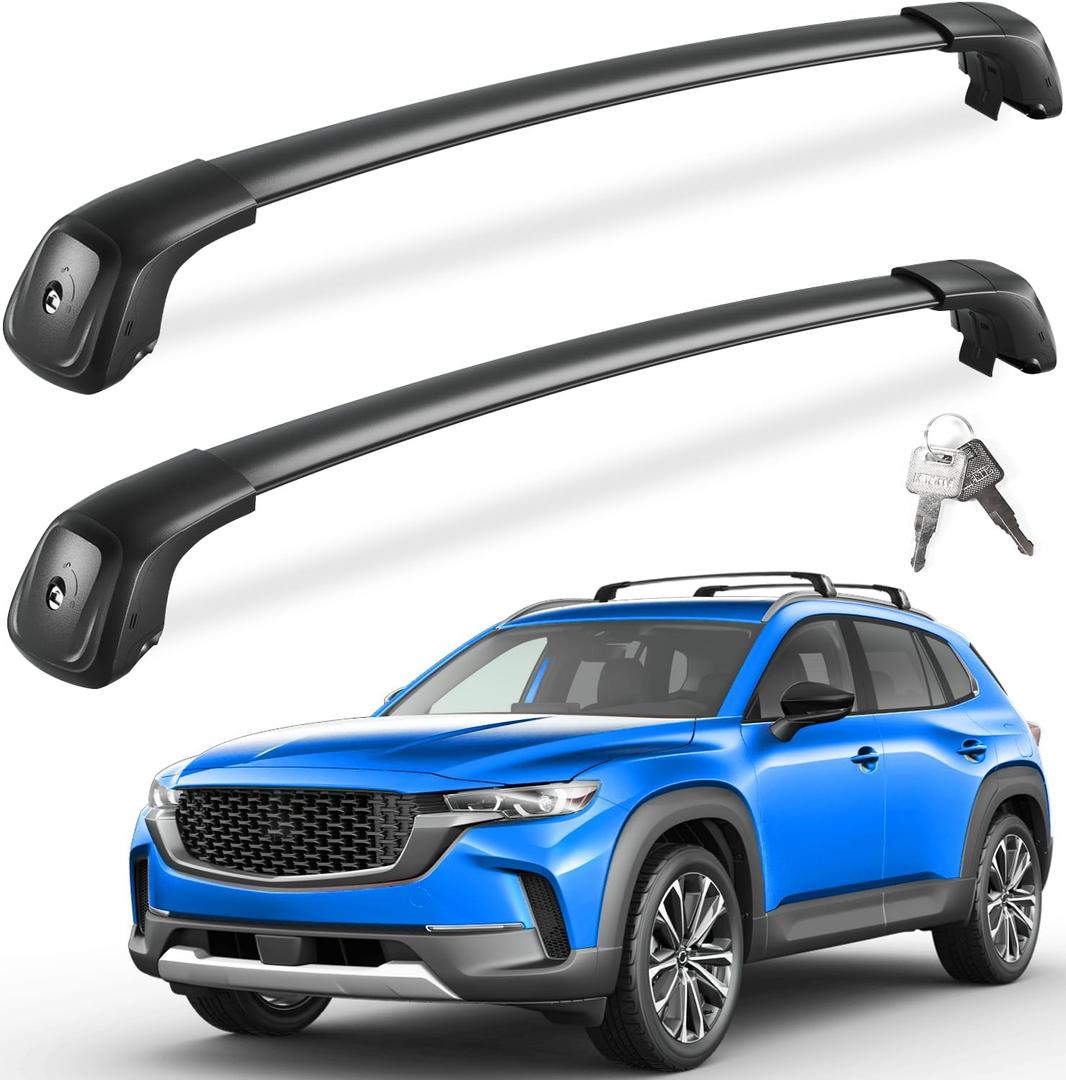 FengYu 330lbs Roof Rack Cross Bars Compatible with Mazda CX-50 & CX50 Hybrid 2023 2024 2025 2026 (with Flush Side Rails), Lockable Heavy Duty Aluminum Roof Rails Crossbars Cargo Bars Rooftop Black