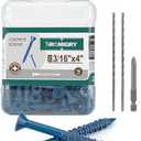 HROMIGRY 3/16" x 4" Concrete Screws (70 PCS) Flat Head 3/16 inch Concrete Anchors with Drill Bits for Masonry, Cement, Stucco, Brick and Block