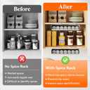 Lifewit Under Cabinet Spice Rack Organizer with 7 Jars, Lables, Under Shelf, Easy Refilling with Silicone Funnel, Seasoning Organizer for Kitchen Storage Solution, Gray