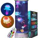 Large Size Jellyfish Aquarium Lamp Fake Fish Jelly Fish Tank Aquarium Lava Lamp Night Light Room Decor,7 Jellyfish&Clownfish,Adult Kids Home Office Room Desk Light