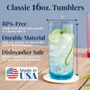 US Acrylic Classic Plastic Reusable Drinking Glasses (Set of 6) 16oz Water Cups Assorted Colors | BPA-Free Tumblers, Made in USA | Top-Rack Dishwasher Safe