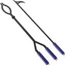 40" Fire Log Tongs Firewood Grabber and Fire Poker Set, Large Fire Pit Tool Outdoor/ Indoor Bonfire Campfire Backyard Deck Camping Log Grabber Rustproof Safely Moves Firewood
