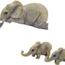 3 Pack Elephant Figurine, Hand Painted Resin Statue Mother and Baby Elephants Family Set for Desk Decor Home Dcor Office Shelf Display Thoughtful Gift for Housewarming Mother's Day