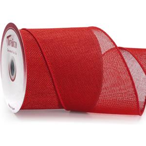 4" x 10 Yards Red Burlap Wired Ribbon for Christmas Tree Wedding Wreath Gift Wrapping Home Dcor DIY Gift Wrapping