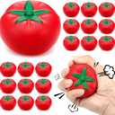 Foilswirl 18 Pcs Tomato Stress Balls 2.56 Inch Tomatoes Squeeze Balls for Adults Stretchy Fruit Stress Relief Sensory Fidget Ball for Office Relax Party Gifts