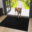 OLANY Indoor Door Mat, 36x24, Dirt Resistant and Absorbent, Sturdy Non-Slip Rubber Backing, Easy to Clean, Washable Low-Profile Doormat for Entryway, Black (36" x 24")