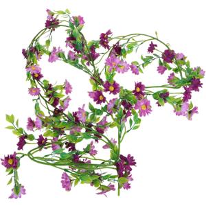 Garneck Trendy Faux Daisy Flowers Vines Silk Floral Garland for Wedding Arch Party (Purple)