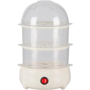KOMBABE 3-Tier Electric Egg Cooker with Automatic Shut-Off  Compact Steamer for Hard/Soft Boiled Eggs, Chicken & Breakfast Foods, Includes Spoon (White)