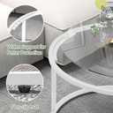 Round Glass Coffee Table for Living Room,Minimalist Modern Center Table with Metal Frame for Small Space,Easy Assembly,27 x 27In, White, Round-27.3in