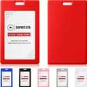 4 x 2 Pack Red Vertical Sliding ID Badge Holder for Teachers & School