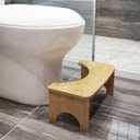 Bamboo Toilet Stool for Adults, 6.5" Toilet Stool Squat Adult Kids, Portable Simple Curve Squat Toilet Potty Stool, Non-Slip Poop Stool for Bathroom, Improve Squatting Posture and Comfort (Wood)