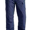 FREE SOLDIER Men's Waterproof Snow Insulated Pants Winter Skiing Snowboarding Pants with Zipper Pockets (Small(30-32)/32L, Navy Blue)