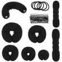 Yinder 34 Pcs Donut Hair Bun Maker Updo Set Includes Black Donut Bun Makers Small & Large Sponge Foam Hair Sponges Elastics Bands Hairpins for Hairstyle DIY