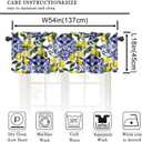 Blue Tiles Lemon Valance Curtain, Summer Fruit Chic Valance Window Treatments Short Curtains for Kitchen Farmhouse Living Room Bathroom 54x18inch