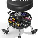 Rolling Shop Stool with Wheels,Mechanics Garage Work Stool,Black