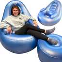 Blue BBL Inflatable Chair with Ottoman for After Butt Surgery Recovery,Sitting,Sleeping,Pregnancy and Relaxation and BBL Pillow Results Lifting Cushions for BBL Lipo 360(Air Pump Not Included)