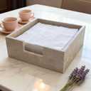 Travertine Marble Napkin Holder 7.5 Inchs for Table,Stone Flat Napkin Dispenser for Kitchen Restaurant Dining Room Countertop Decor