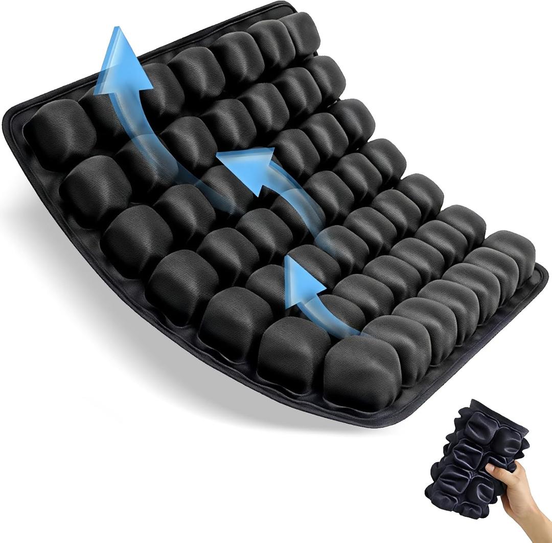 JNHEST Travel Seat Cushion, Without Pump Inflatable Seat Cushion for Long Flights, Press Design Air Portable Seat Travel Cushion, 49 Airbags for Car,Office,Stadium,Ergonomically Pressure Relief.