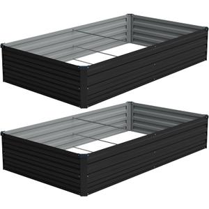 Vengarus 2PCS 6x3x1ft Galvanized Raised Garden Beds Kit,Planter Box Black