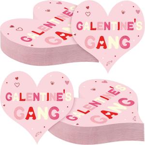 3 x 100Pcs Galentine's Day Napkins Pink Heart Shape Galentine's Decorations Girls Ladies Galentines Day Party Decorations for Valentines Celebrations Events and Party Decor Ideas, 6.3 In