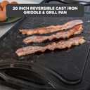 Viking Griddle, 20 Inch Reversible Cast Iron Grill Pan, Pre-Seasoned, Oven Safe, Induction Ready, Black
