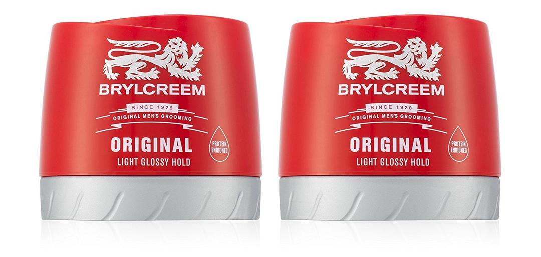 2x Brylcreem ORIGINAL LIGHT GLOSSY HOLD Mens Hair Styling Cream RED TUB 150ml by Brylcreem