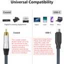 3FT USB c to Coaxial Cable Male Type-c to Digital coaxial Audio Interface Adapter, It can Output 32-bit/384kHz Digital Audio Signals for dac amp Sound Preamp Amplifier