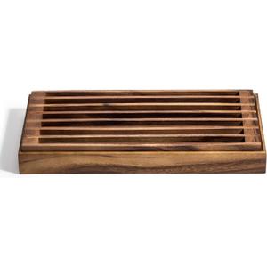 Acacia Wood Three-in-One Trivet and Bread Crumb Catcher Tray, 15.5" x 8.25" x 1.5"