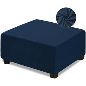 Amazon.com: NeColorLife Velvet Square Ottoman Cover,Stretchable Footrest Stool Slipcover with Elastic Band for Rectangle and Square Storage Ottoman(Large,Navy Blue) : Home & Kitchen