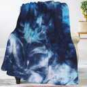 Tie Dye Blue Throw Blankets All Season Ultra Soft Warm Fleece Blanket for Home Bed Sofa Couch Chair Outdoor Travel Camping 60x50 Inch