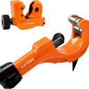 Kerry 2PCS Tubing Cutter Set, 1/5"-2" Heavy Duty Pipe Cutter with Deburring Tool, 1/8"-7/8" Mini Tube Cutter, Aluminum Body GCR15 Blades Cut Aluminum, Thin Stainless Steel, Copper, Plastic Pipes