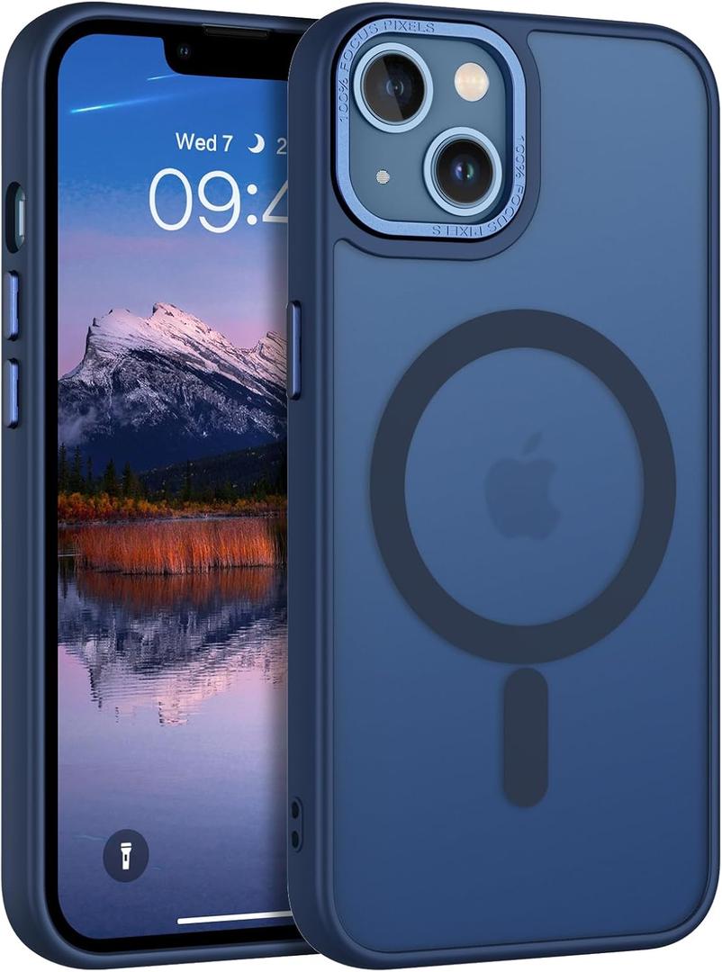 BENTOBEN Magnetic for iPhone 13 Case [Compatible with Magsafe] Translucent Matte Phone Case iPhone 13 Slim Thin Magnet Shockproof Women Men Girls Boys Protective Cover for iPhone 13 6.1", Navy Blue