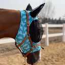 Horse Fly Mask Super Comfort Horse Fly Mask Elasticity Fly Mask with Ears We Only Make Products that Horses Like (Lake Green, L)