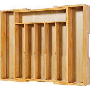 Kitsure Large Thickened Silverware Organizer - Expandable Bamboo Kitchen Drawer Organizer for Cooking Utensils and Cutlery, Sturdy Kitchen Organizers and Storage Solution, 18.5"13.3"1.8"