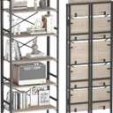 Folding Bookshelf,5 Tier Bookcase Foldable Shelf with X-Bracket Design, Adjustable Feet, Space Saving Storage for Living Room, Office