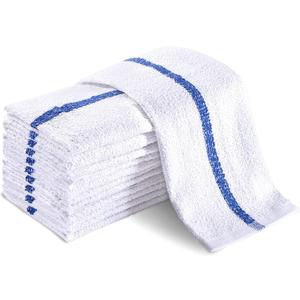 Universal Cleaning Towels, Bulk 36 Pack, 16 X 19 100% Cotton Fully Bordered Commercial Grade Terry Weave Cloth Bar Mops for Everyday Restaurant or Home Use