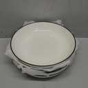 MALACASA 8.85" Large Pasta Bowls, 42 OZ White Salad Bowls Soup Bowls, Porcelain Serving Bowls Set of 4, Ivory White & Black Rim, Microwave & Dishwasher Safe, Series REGULAR