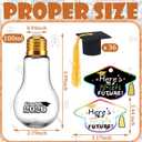 FoldTier 36 Pcs Graduation Party Favors Light Bulb Candy Jars Class of 2026 Graduation Party Supplies for Guests Grad Plastic Light Bulb with Card and Grad Hat Fillable Candy Containers, 100 ml